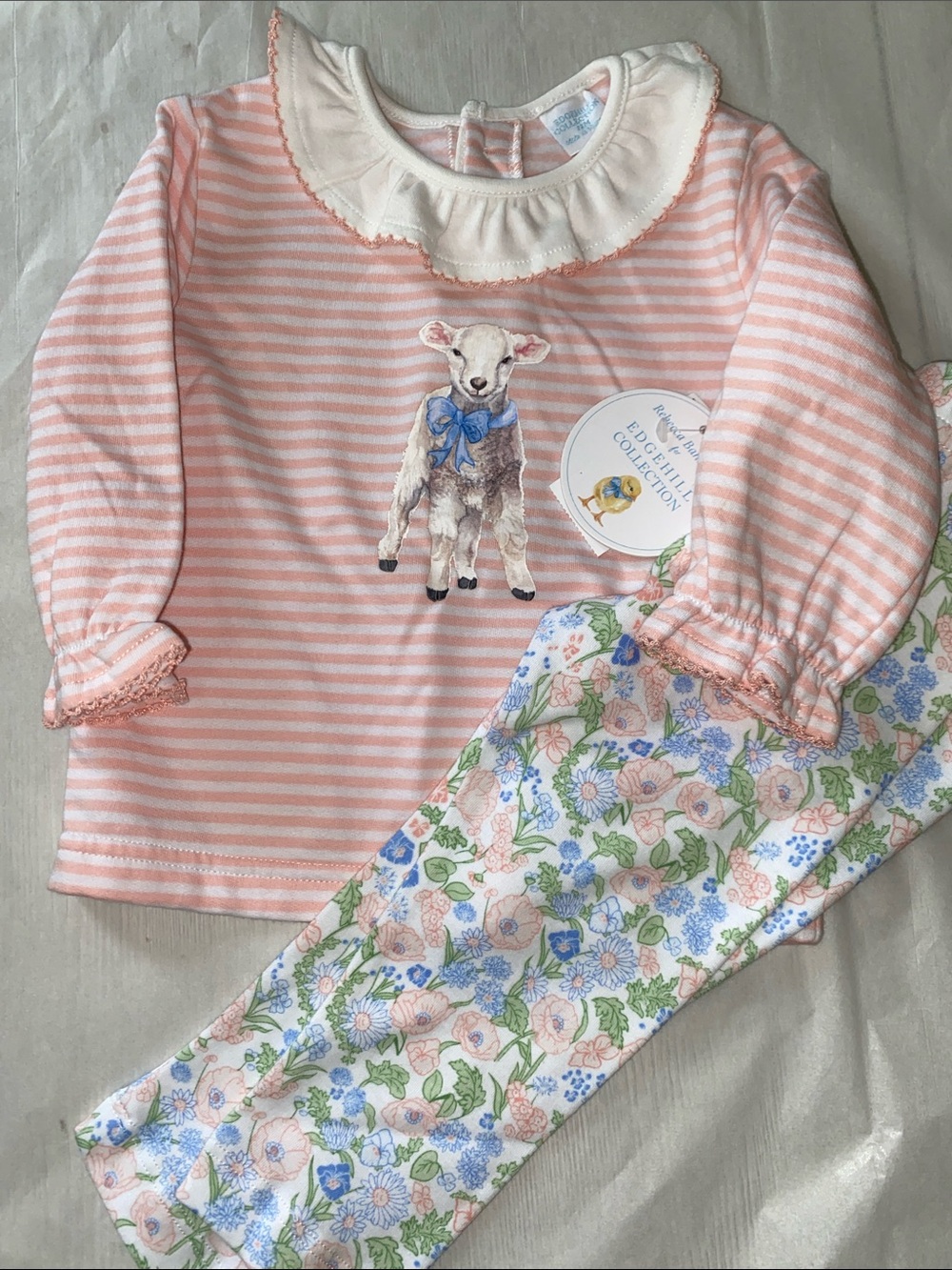 NWT Edgehill Collection Rebecca Bahn Lamb Floral 2 Piece Set 12M